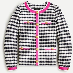 COPY - J.Crew Grosgrain Trim Jacket in Gingham Tweed